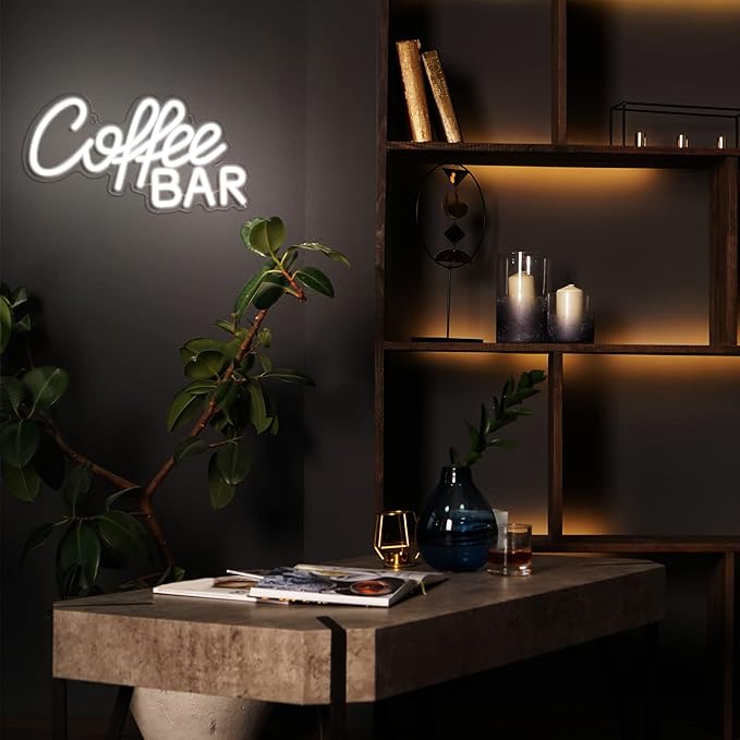 Kathfly Coffee Bar Neon Sign LED Neon Decor Modern LED Wall Sign for Shop Accessories for Cafe Restaurant Pub Art Party Decor(Coffee Bar)