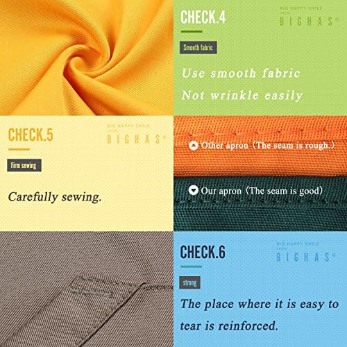 BIGHAS Adjustable Bib Apron with Long Ties for Women Men 18 Colors Chef Kitchen Cooking - Image 5
