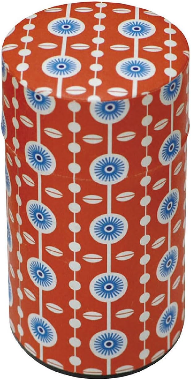 Japanese Pokkan Matcha Coffee Spice Tea Tin Canister Washi Paper Storage with Lid 7.05 oz Capacity (Kururi)
