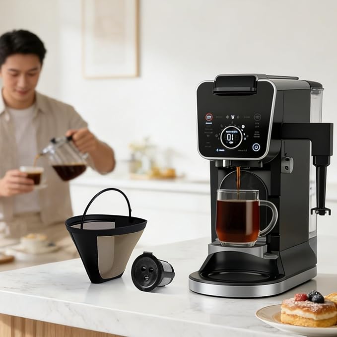 Reusable Coffee Pods compatible with Ninja Coffee Maker-Only Fits 3-Hole Needle Machines, Not for 1-Hole Models，3 Pack Reusable K Cups Pods and 2 Pack Reusable Filter Not for Ninja CFP101 Ninja PB051