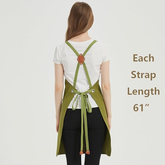 AFUN Aprons for Women Men with Large Pockets, 12-Ounce Cotton Canvas Cross Back Apron - Image 6
