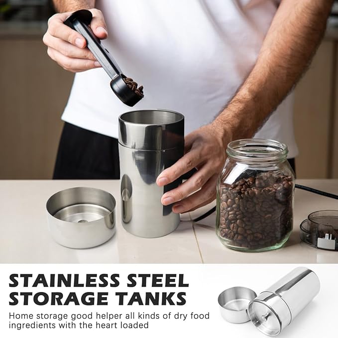 Tea Tin Canister, Storage Cup, Stainless Steel Storage Container with Airtight Double Lids, Kitchen Cup for Tea Coffee Sugar Seasoning Storage (Large)