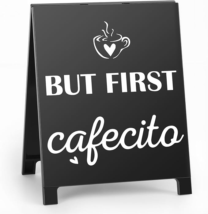 But First Cafecito Desk Decor Sign Retro Coffees Shop Table Display for Coffee Station Home Office Kitchen Bar Cafe Counter Bookshelf Christmas Gift for Coffees Lovers Barista Friends
