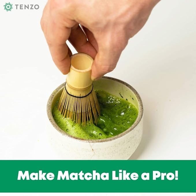 Tenzo Bamboo Whisk for Ceremonial Grade Matcha Green Tea - Authentic Traditional 100 Prong Bamboo Whisk