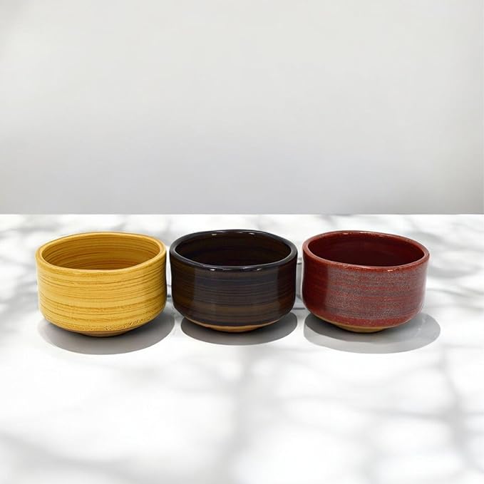 Product of Gifu Japan Ceramic Matcha Bowl, Handmade Chawan Japanese Green Tea Cup, Matcha Mixing Bowl, 400ml 13.6 oz, Brush Stroke Pattern, Yellow, Japanese Gifts