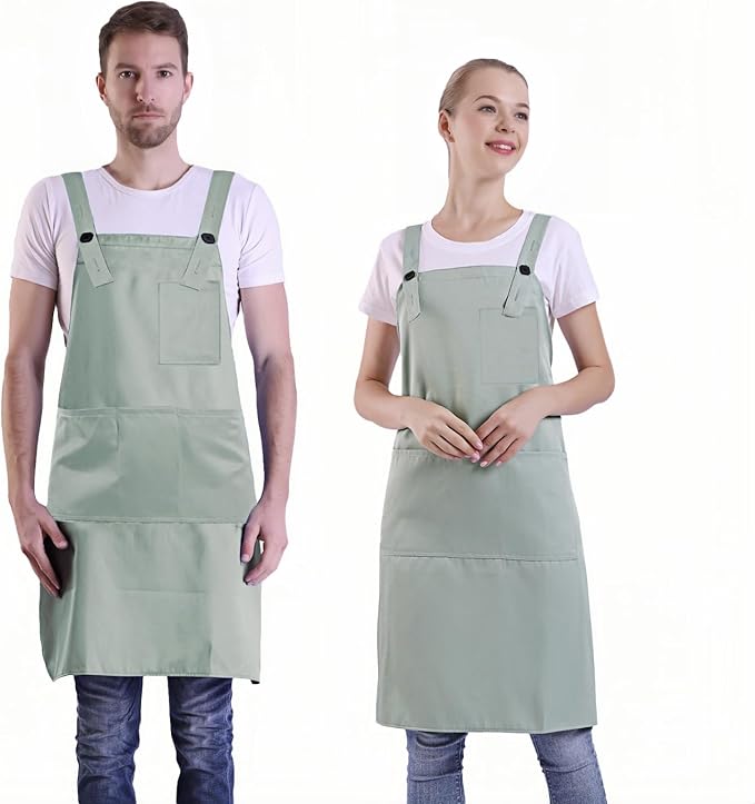 BIGHAS H Back Style Apron with Pocket for Women, Men Adjustable Large Size Comfortable, Kitchen, Home, Cooking 12 Colors by BIGHAS