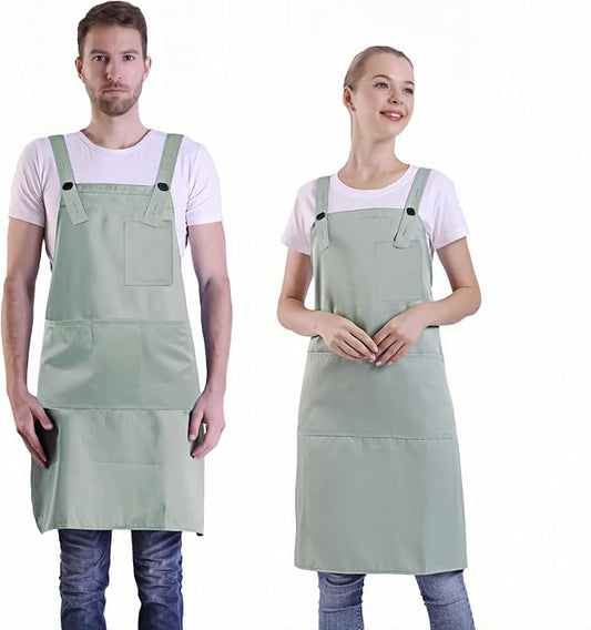 BIGHAS H Back Style Apron with Pocket for Women, Men Adjustable Large Size Comfortable, Kitchen, Home, Cooking 12 Colors by BIGHAS