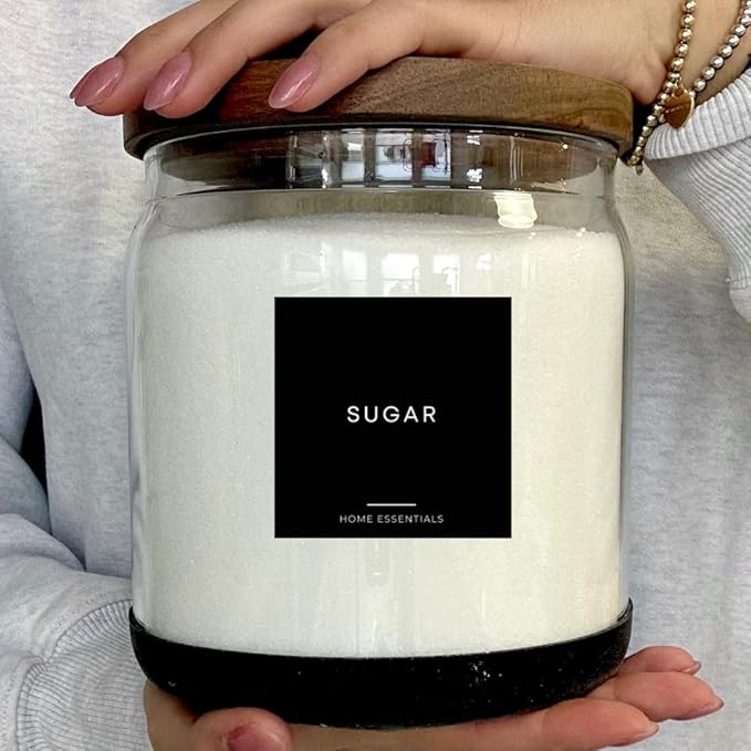 Glass Canister with Lid - Half Gallon Kitchen glass canisters with airtight lids Perfect for Pantry Storage, Flour Jar, Rice container, Cookie Jar, Coffee bean storage with 30 Labels & Non Slip Base