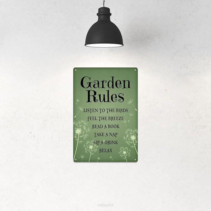 Garden Rules Sign Art Print Poster Wall Decor Retro Green Vintage Garden Metal Signs Outdoor Home Bar Kitchen Cafe Farmhouse 12x8 Inch Aluminium Hanging Plaque - Image 4