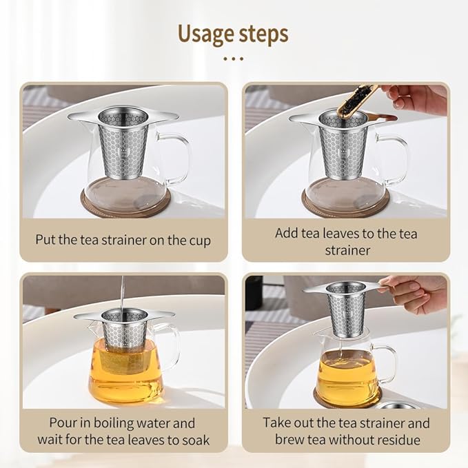 Tea Infuser for Loose Leaf Tea, BOMANSI BOMS 316 Stainless Steel Tea Infuser with Handles, Extra Fine Mesh Tea Strainers Filter Fine Tea Leaves, Fits Tea Pots, Mugs, 1 Pack