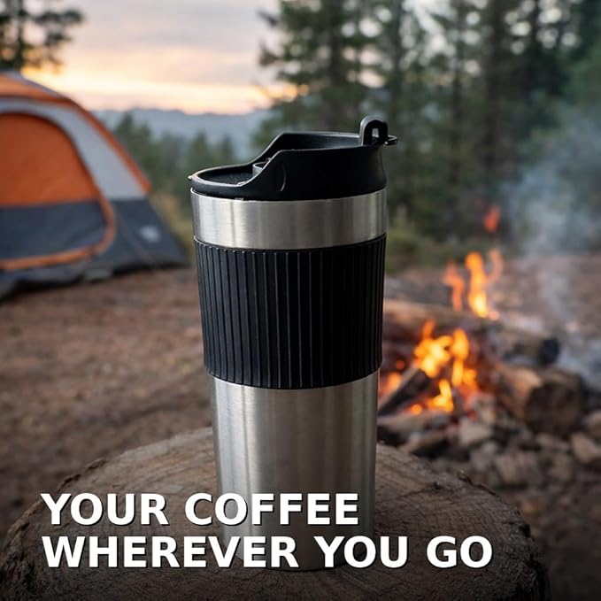 Portable coffee maker, french press, Insulated Mug with double Wall Stainless Steel, 16oz,. Tumbler, French press Mug, Portable coffee mug, Coffee maker, Coffee press