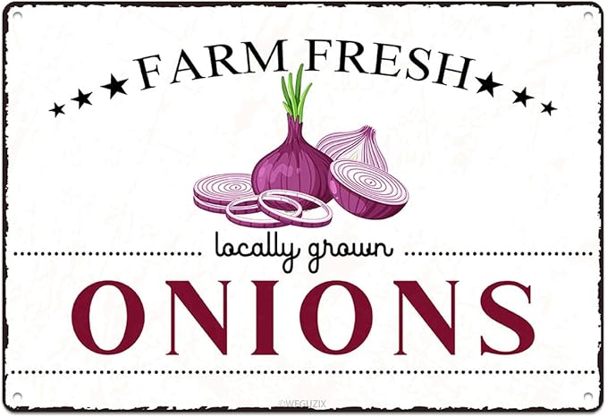 Vintage Onions Metal Signs Wall Decor Funny Vegetables Art Poster Decorative for Home Farmhouse Kitchen Garden Cafe Bar Farm Porch Fence Yard 12X8 Inch Aluminium Hanging Plaque by WEGUZIX