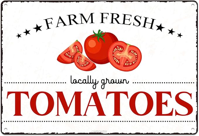 Vintage Tomatoes Metal Signs Wall Decor Funny Vegetables Art Poster Decorative for Home Farmhouse Kitchen Garden Cafe Bar Farm Porch Fence Yard 12X8 Inch Aluminium Hanging Plaque by WEGUZIX