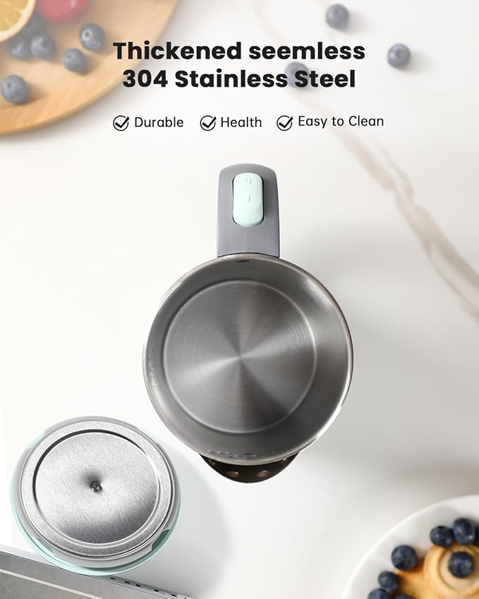 Small Electric Kettle Stainless Steel, 0.8L Portable Tea Kettle Auto Shut-off, Low Power Hot Water Kettle for Camping, Travel, Office and More