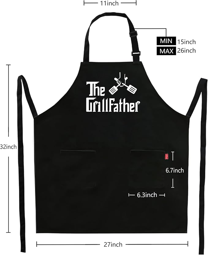 Grill Aprons for Men Dad - The Grill father Apron - Funny Chef Cooking Grilling BBQ Apron with 2 Pockets - Birthday Fathers Day Christmas Gifts for Dad - Image 3