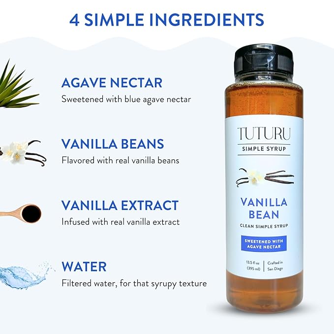 Spring Syrup Bundle - Lavender Simple Syrup and Vanilla Simple Syrup for Coffee, Cocktails, Matcha - Sweetened with real Honey and Agave Nectar - Infused with Real Spices - 13.5 oz (2 Pack)