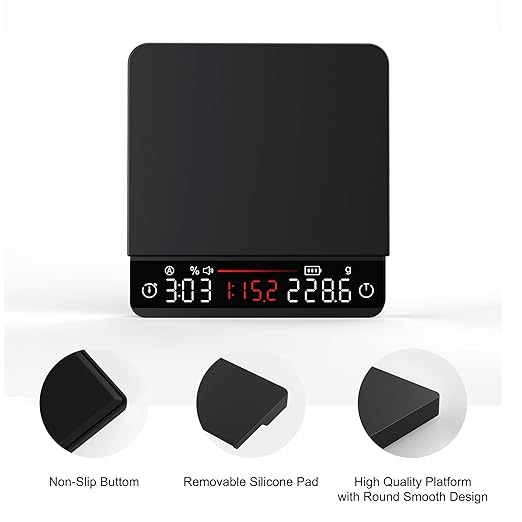 Coffee Scale, Mini Espresso Scale with Timer, Metal Kitchen Scale with Auto Timing, Ratios & Flow Rate Display, Barista-Grade for Pour-Over, Espresso, French Press – 2kg/0.1g, Black