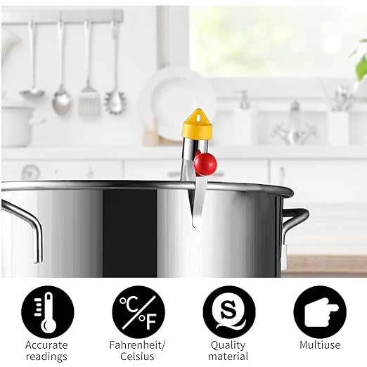 LABO Candy Thermometer, Analog Glass Thermometer with Pot Clip, Dual Scale -40 to 400°F / -40 to 200°C, Instant Read for Sugar, Jam, Syrup, Jelly, Deep Frying, Home Cooking