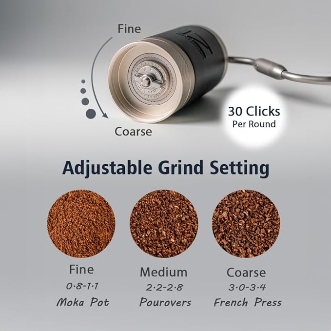 1Zpresso J Manual Coffee Grinder Silver Capacity 35g with Assembly Stainless Steel Conical Burr - Numercial Internal Adjustable Setting