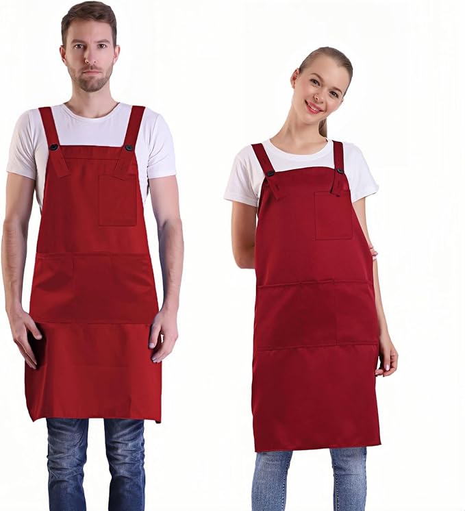 BIGHAS H Back Style Apron with Pocket for Women, Men Adjustable Large Size Comfortable, Kitchen, Home, Cooking 12 Colors by BIGHAS