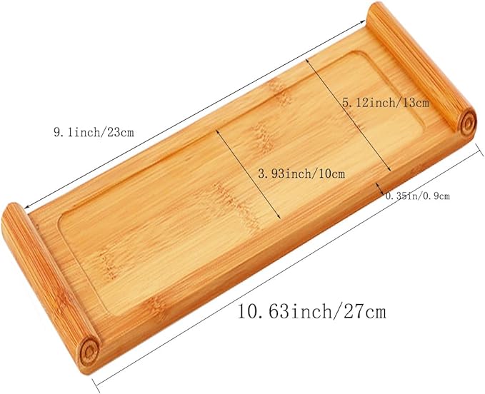 Arlai Serving Trays (10.63 x 5.12x0.39 inch/LxWxH) Tasteful Small Bamboo Gongfu Tea Table Serving Tray 27x13x1cm
