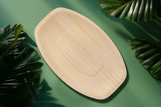 16 x 10 inch Oval Palm Leaf Trays (Pack of 10) - for Charcuterie Boards, Gazing Platters - Eco-Friendly, Strong, Durable & Disposable Plates - Compostable & Biodegradable