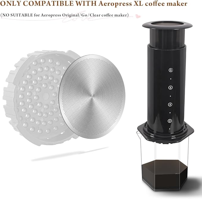 Metal Coffee Filters Compatible with Aeropress XL Espresso Coffee Maker Accessories 2 Pack Reusable Stainless Steel Coffee Filter Replacement Parts