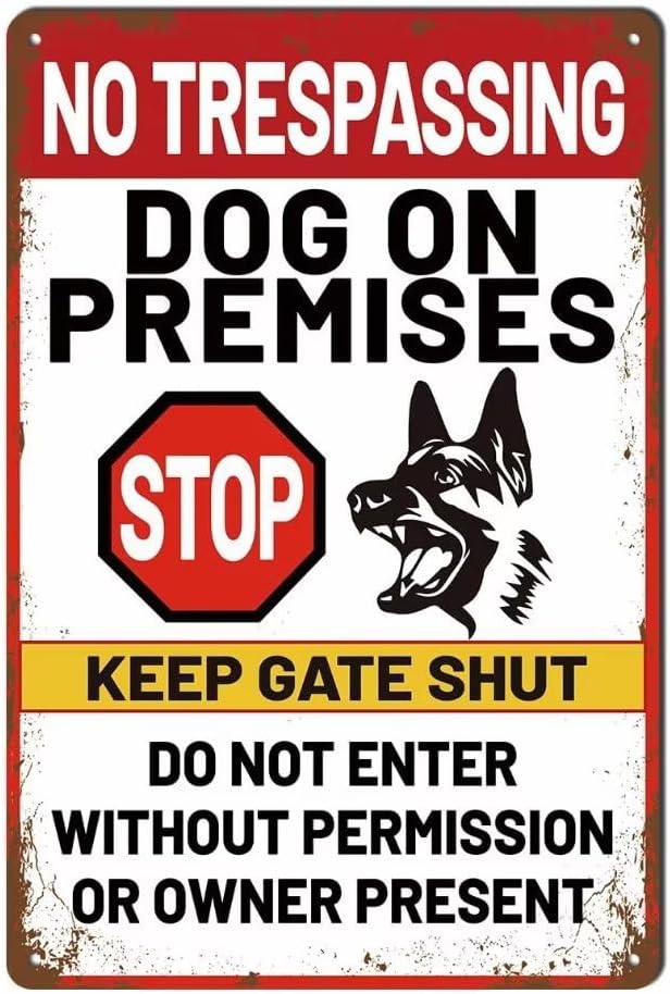 Beware Of Dog Signs For Fence Warning Do Not Enter Metal Signs No Trespassing Dog On Premises Sign For Garden Dogs Warning Signs For Property Stop Keep Gate Closed Sign Door Outdoor Decorations 12x8 Inch by bivrten