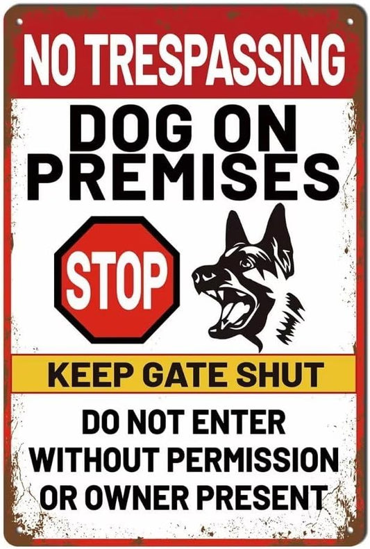 Beware Of Dog Signs For Fence Warning Do Not Enter Metal Signs No Trespassing Dog On Premises Sign For Garden Dogs Warning Signs For Property Stop Keep Gate Closed Sign Door Outdoor Decorations 12x8 Inch by bivrten