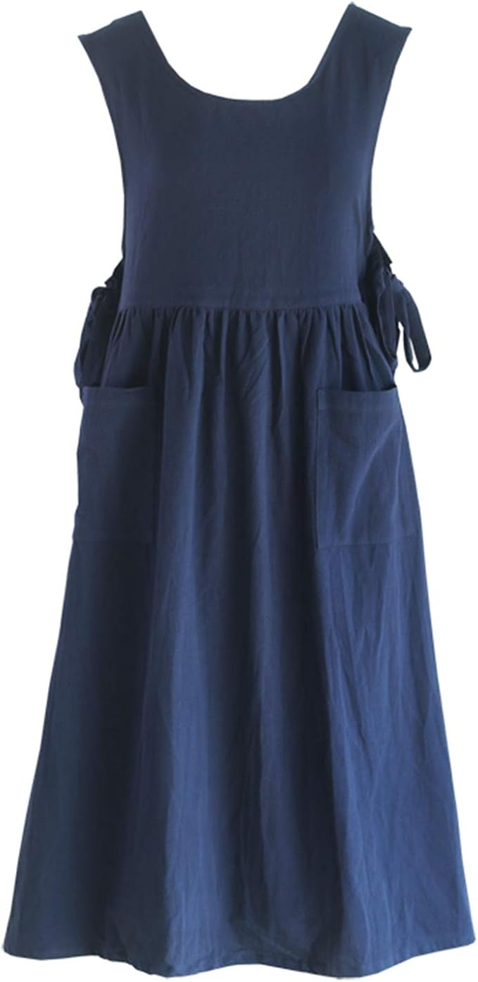 Premium Plus Size Apron Adjustable Waistline Bib Apron,Soft Cotton Blend Apron with Pockets (Navy Blue) by KKTOCHVC