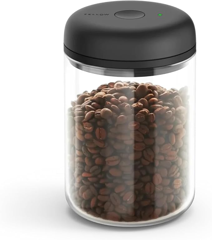 Fellow Atmos Electric Vacuum Coffee Canister 1.2L - Airtight Auto-Seal Container for Coffee Beans & Grounds, Tea & Spices - Preserves Freshness - Clear Glass
