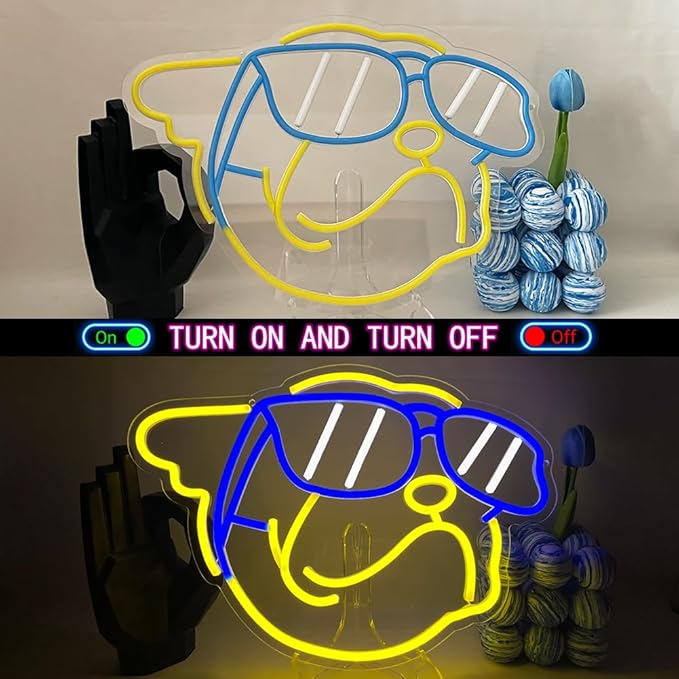 Dog Neon Signs for Wall Decor, Bulldog LED Neon Lights Signs Animal Neon Sign USB Powered Led Light Signs for Pet Shop Birthday Party Bedroom Decor Gifts for Children Kids Girl