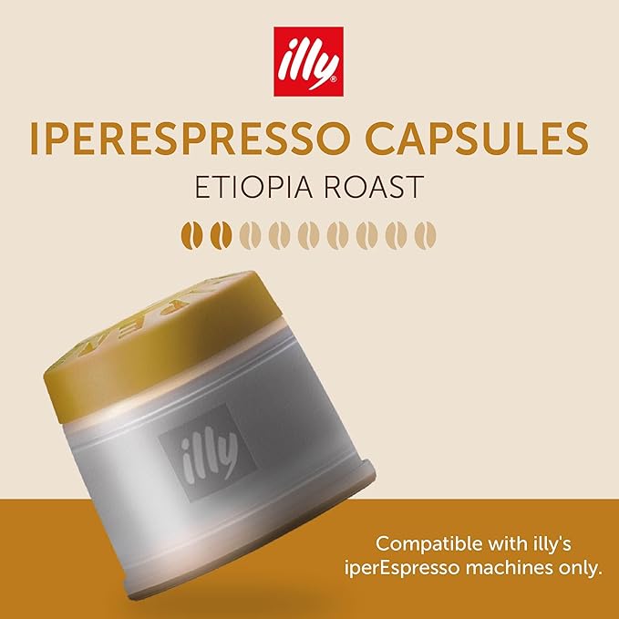 illy Coffee IperEspresso Capsules, Etiopia Single Origin Medium Roast Coffee Pods, 100% Arabica, Premium Italian Blend, 18 Count, 6 Pack