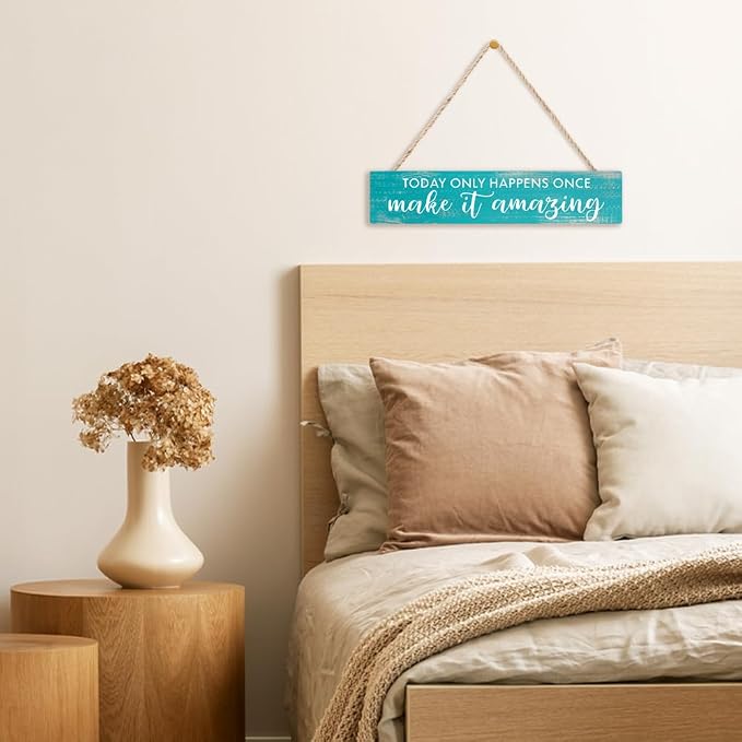 AGMDESIGN Today Only Happens Once Make It Amazing Wood Sign, Motivational Daily Reminder Decor for Bedroom Office, Farmhouse Kitchen Cafe Shop Wooden Plaque, Positive Gifts for Friends Coworkers - Image 5