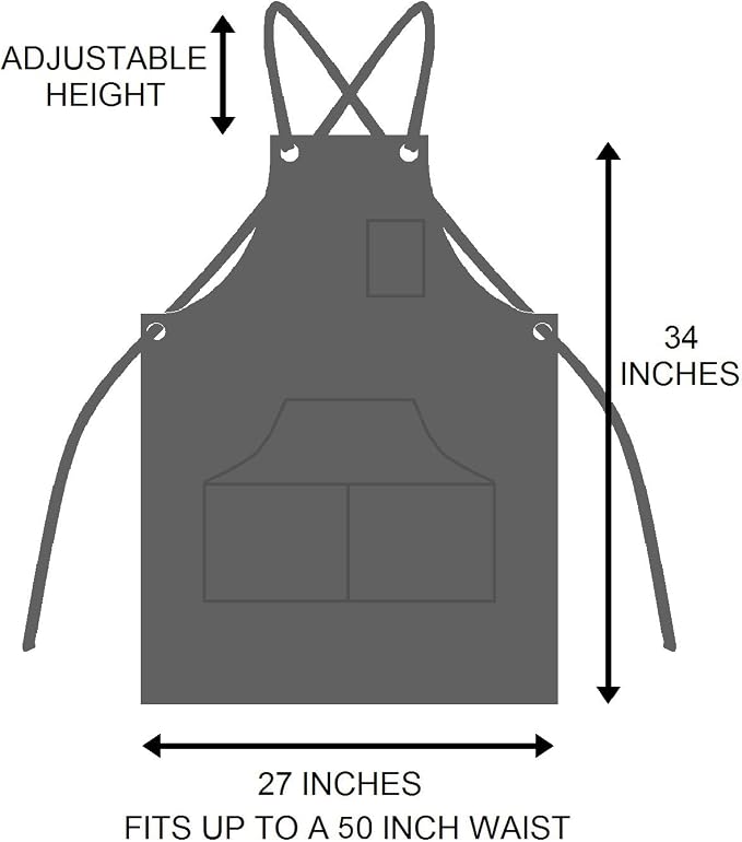 Hudson Durable Goods Heavy Duty Waxed Canvas Apron for Men and Women, Adjustable Crossback Work Apron with Tool Pockets, Water-Resistant - Fits up to XXL, Black - Image 7