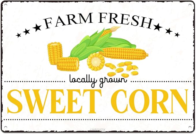 Vintage Sweet Corn Metal Signs Wall Decor Funny Vegetables Art Poster Decorative for Home Farmhouse Kitchen Garden Cafe Bar Farm Porch Fence Yard 12X8 Inch Aluminium Hanging Plaque by WEGUZIX