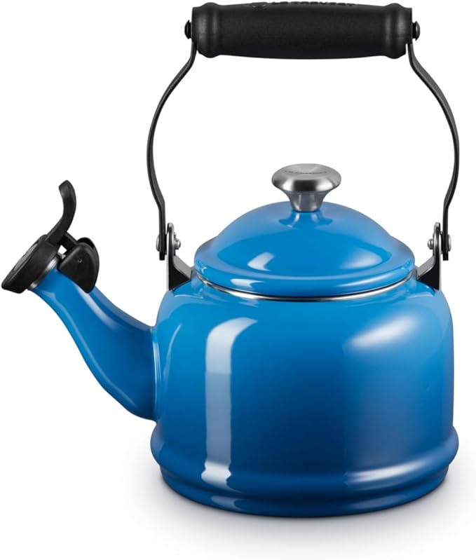 Le Creuset Enamel On Steel Demi Tea Kettle with Metal Finishes, 1.25 qt., Marseille