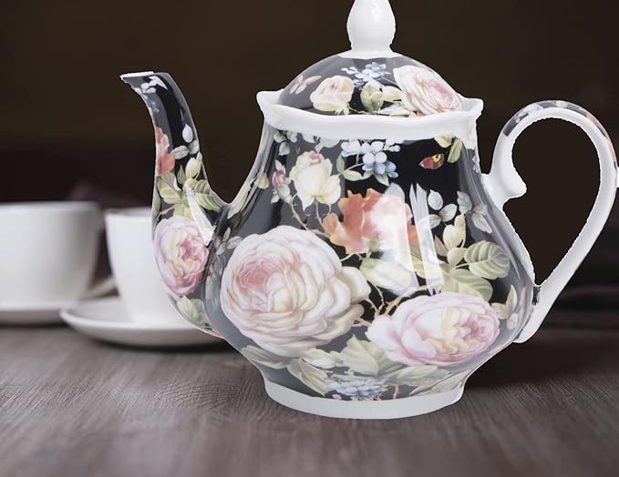 European Style Ceramic Teapot Coffee Pot Water Pot Porcelain Vintage Gift Tea Pot - Moonlight Rose