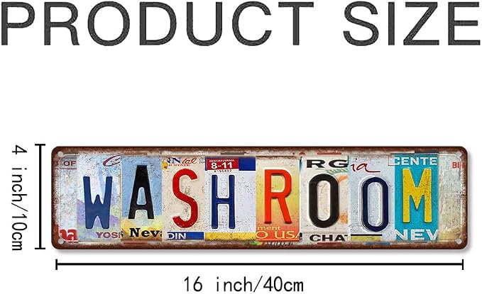 Wash Room Metal Sign - Vintage Aluminum Tin Plaque 4x16 Inch - License Plate Style Bathroom Decor - Image 2