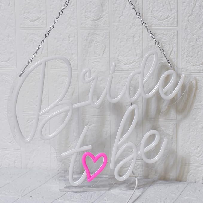 Bride to Be Neon Sign Wedding Light Signs White Led Neon Light Signs USB Dimmable Led Lights Sign for Bachelorette Engagement Party Bridal Shower
