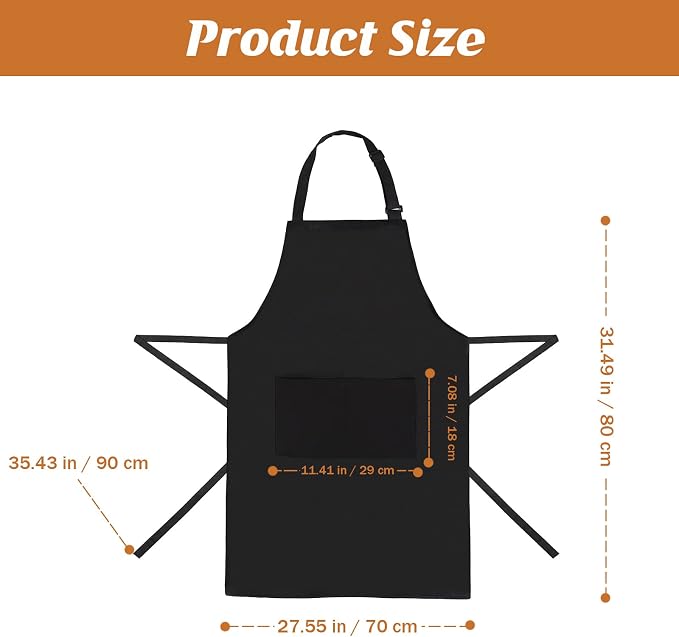 4 Pack Adjustable Apron, Black Apron with 2 Pockets, Machine Washable Apron Perfact for Cooking, Grilling, Dishwashing, Restaurant Work, Best Assistant for Chef Waiter Artist - Image 2