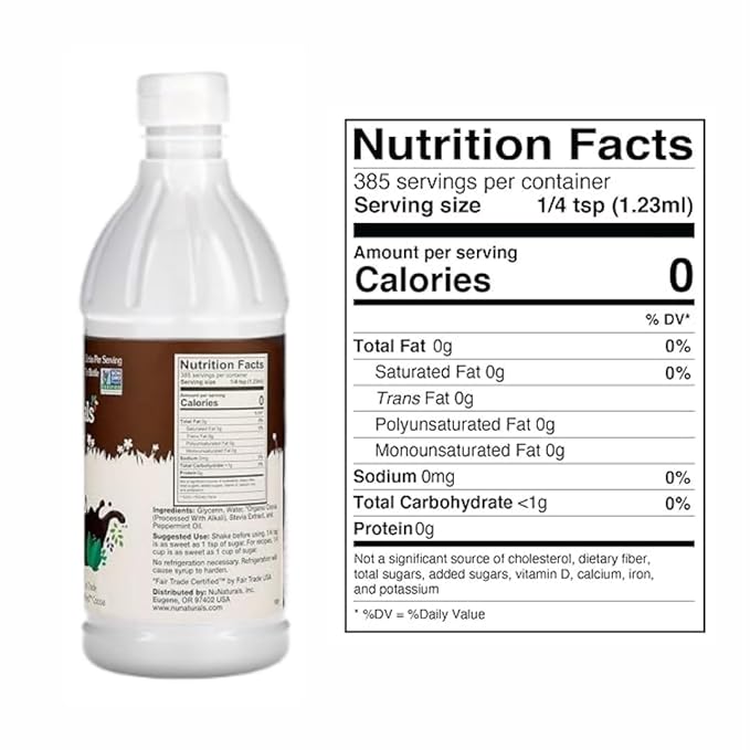 NuNaturals Stevia Syrup, Sugar-Free Sweetener, Plant-Based Sugar Substitute, Zero Calorie, Cocoa Mint Syrup, 16 oz - Image 7