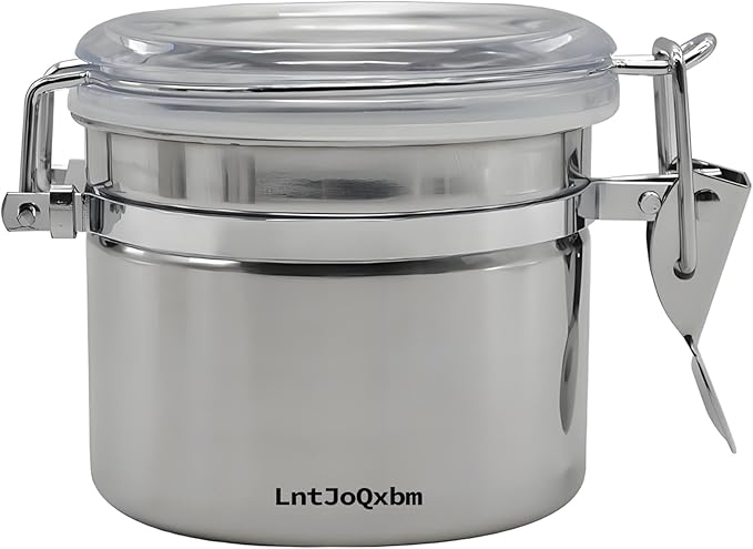 Stainless Steel Vacuum Seal Coffee Canister With Clear Lid, Airtight Food Storage Container With Locking Clamp for Coffee Beans, Tea, Cereal, Nuts (1 Pcs, 18.6 fl oz / 550ml)