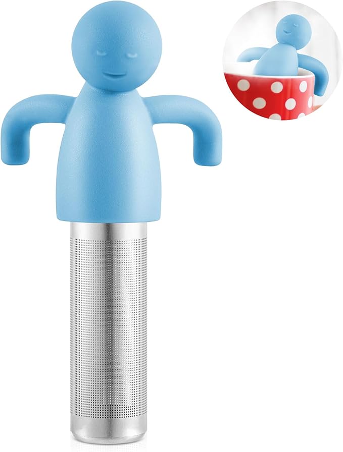 Hicarer 1 Piece Tea Infuser for Loose Tea Cute Fine Mesh Strainer Stainless Steel Filter Ball Diffuser Steeper for Teacups Teapots (Blue)