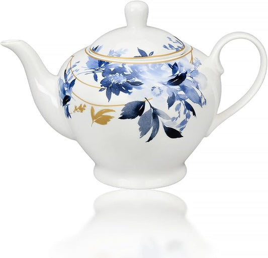 Porcelain Teapot 40 oz. Microwave & Dishwasher Safe Tea Pots for Tea, Pots for Women Gift (Mizuki)