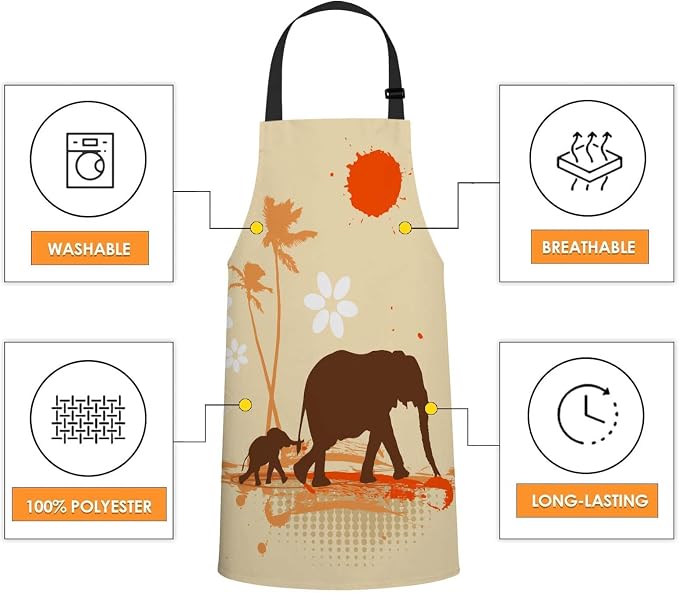 Family of Elephants Apron for Women Men, Adjustable Apron Cooking Kitchen Chef Apron for Home Kitchen, Baking Gardening BBQ, Coffee House, Restaurant - Image 4