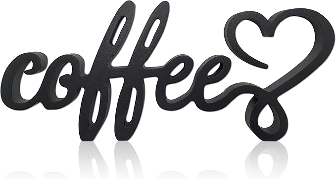 Coffee Wooden Bar Decor Sign, Farmhouse Coffee Accessories, Rustic Wood Coffee Table Sign Kitchen Plaque, 9.4" X4.2" Wood Plaque With Stand Gift For Home Kitchen Tabletop Decor(Black)