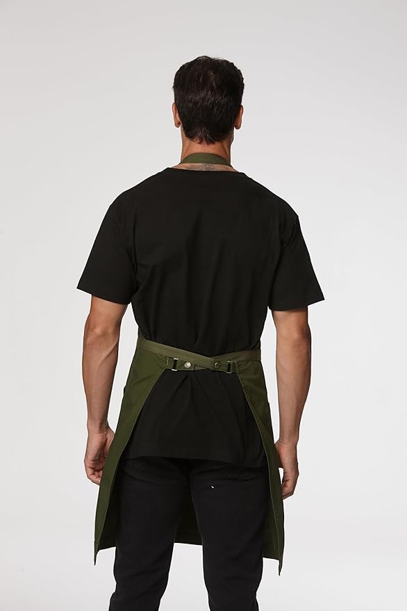 Chef Men Canvas Waterproof Apron Pocket 4251GB | Polyester Cotton Canvas Apron for BBQ Grilling Kitchen Cooking, Adjustable Neck, Durable & Comfortable - Image 2