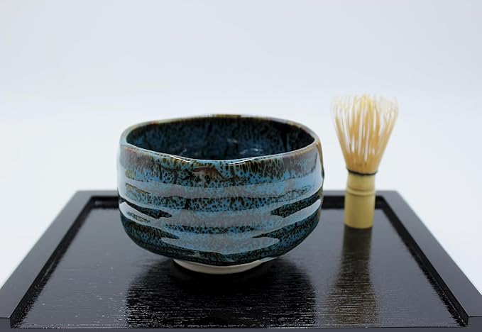 Japanese Traditional Handcrafted Matcha Chawan Tea Bowl Cup Ceremony Tableware Pottery (Tenmoku Seiryuu)