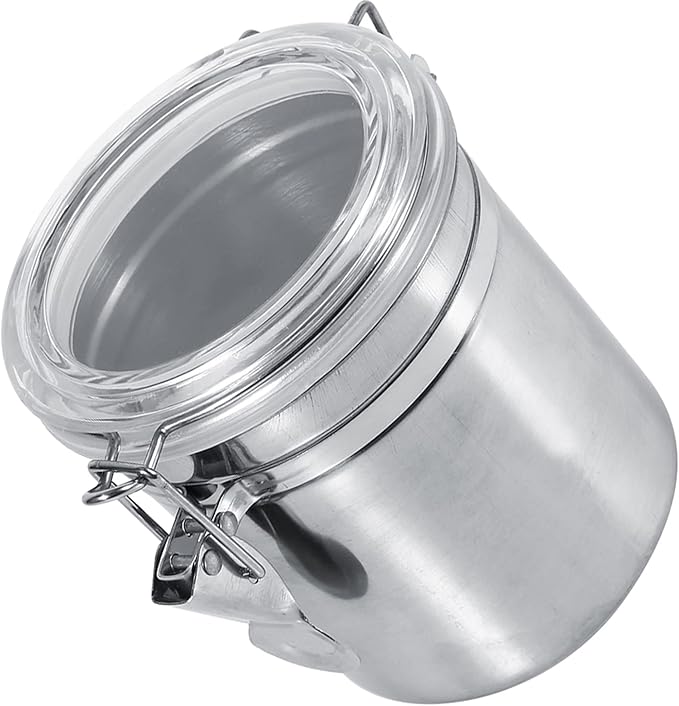 Stainless Steel Kitchen Food Storage Container Bottle For Sugar Tea Coffee Beans Dry Goods Transparent Cover Easy To Use Kitchen Canister (210x210x135cm/82.7x82.7x53.1in)